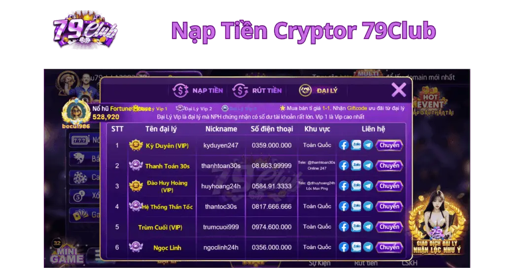 Nạp Tiền Cryptor 79Club