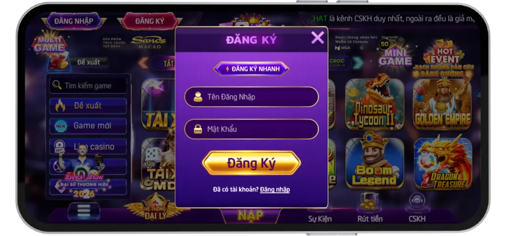 Giao diện đăng ký tài khoản 79Club nhanh chóng