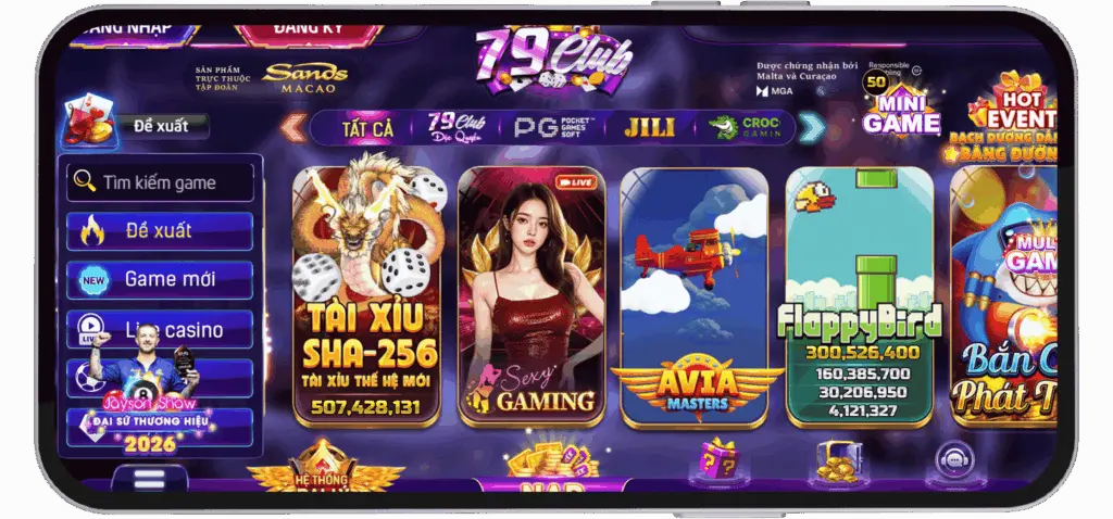 Danh sách các thể loại game đa dạng tại 79Club
