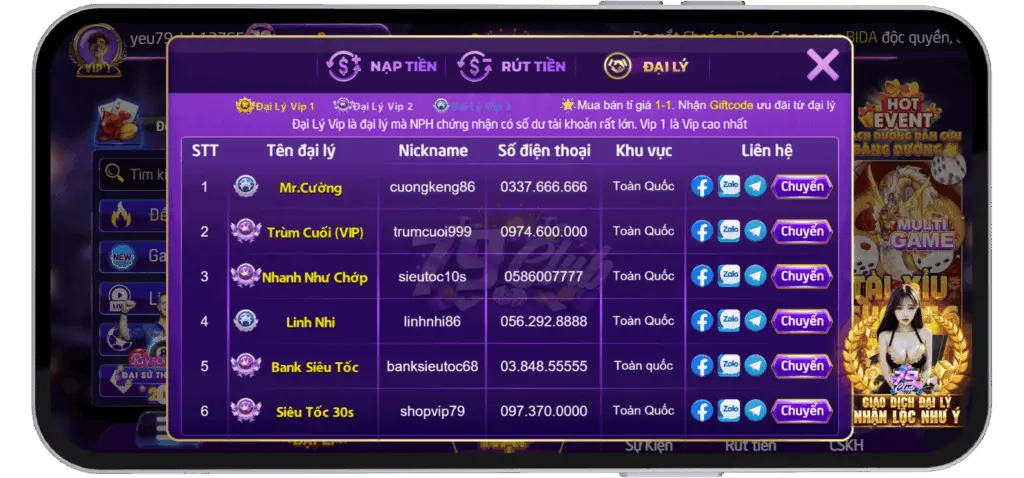 Nạp tiền đại lý 79-club.com